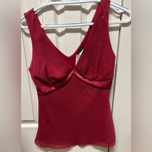Red Sleeveless V-Neck Top- Women’s Small